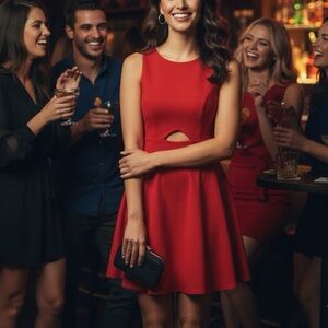 Francesca's Cutout Red Skater Dress